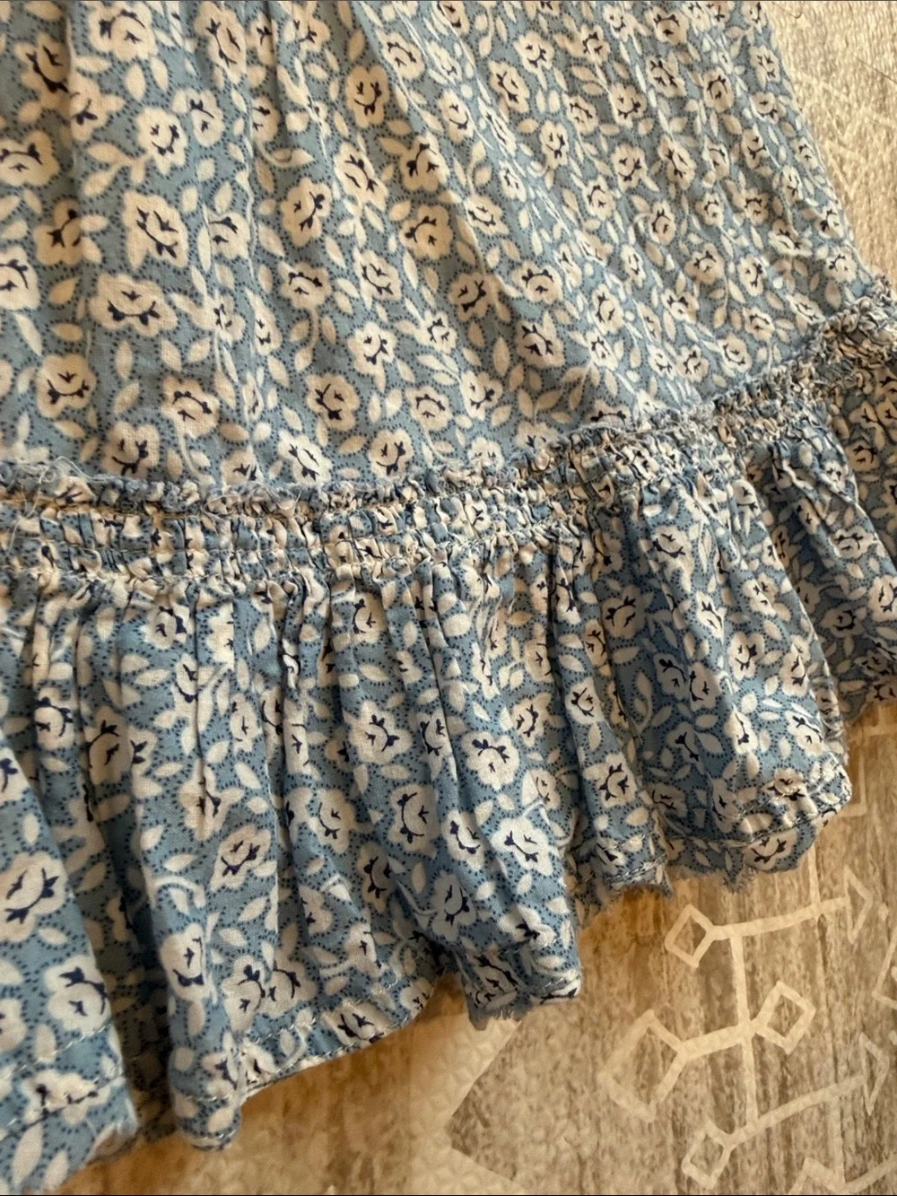 Ralph Lauren Blue Floral Ruffle Tank Top